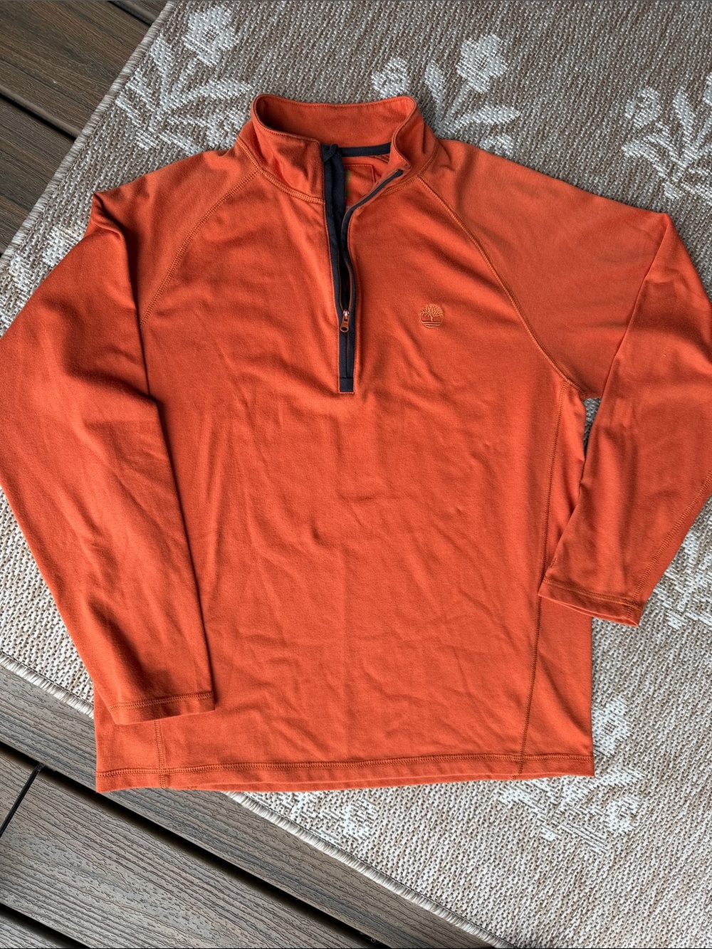 Timberland Orange Fleece Quarter-Zip with Black Trim